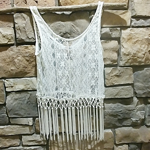 Mod Me Over Tops - Festival Boho Hippie Gypsy NEW Lace Fringe Cami